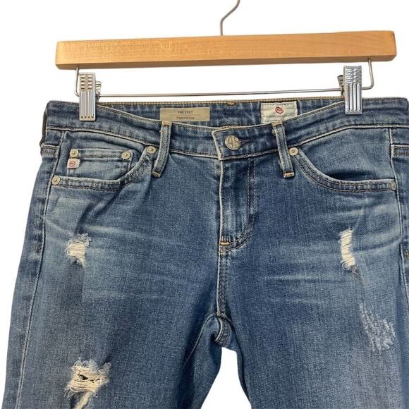 AG Adriano Goldschmied Women's The Stilt Distressed Jeans Size 25 Blue Denim - Picture 7 of 16